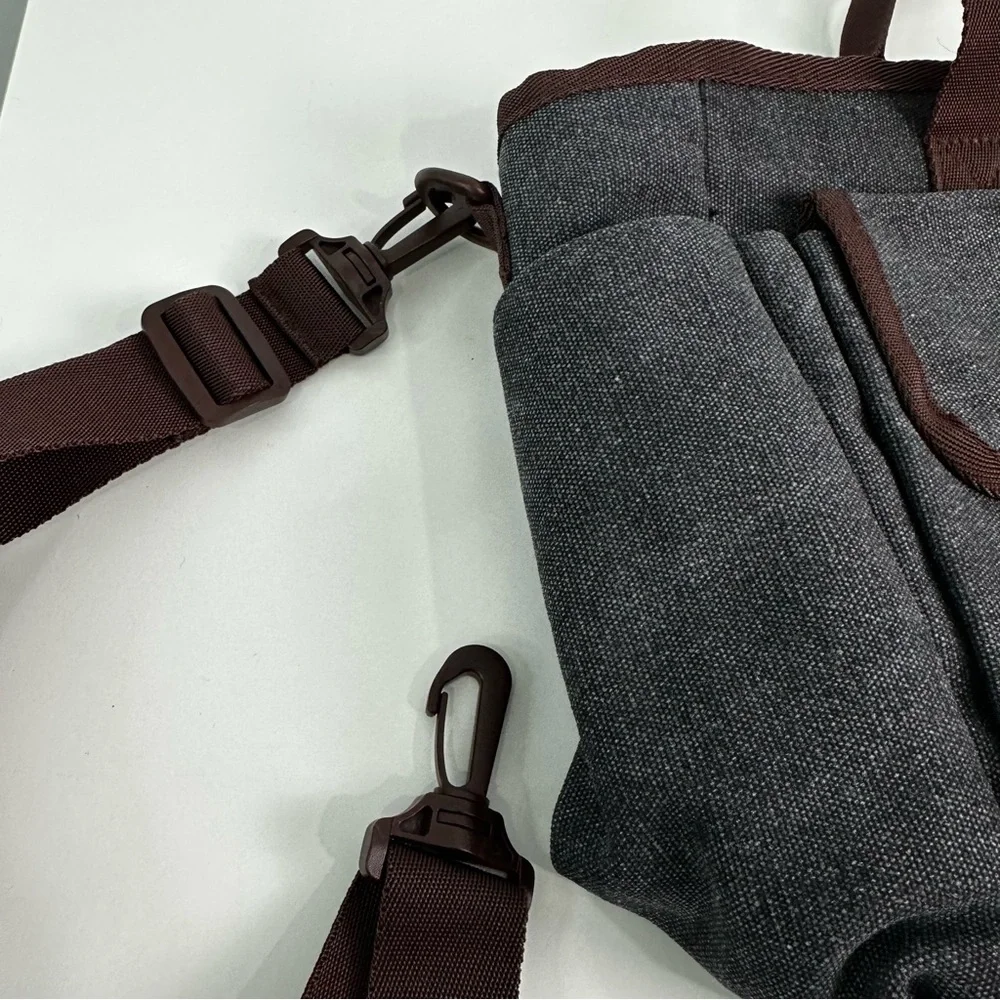 Bagsmart Gray and Brown Canvas Tote Shoulder Strap or Small Handle Laptop Pouch